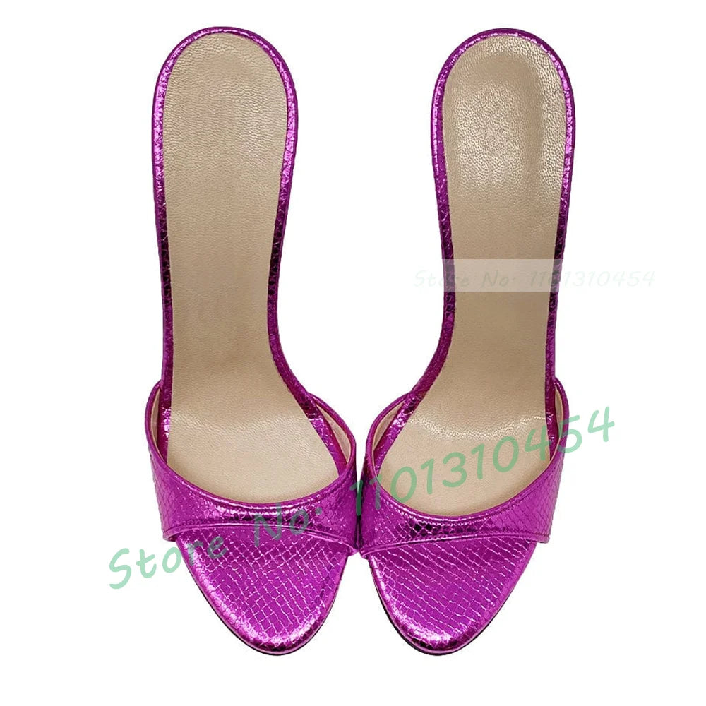Snake‑Print Open‑Toe Stiletto Slides