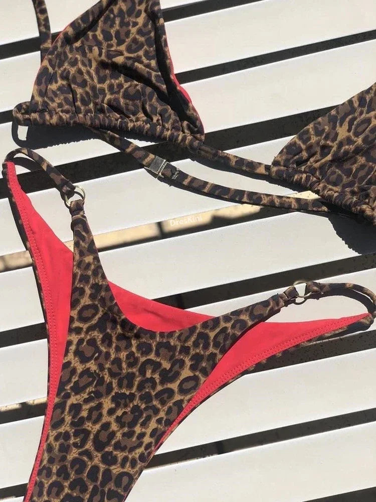 High‑Cut Micro Leopard Bikini