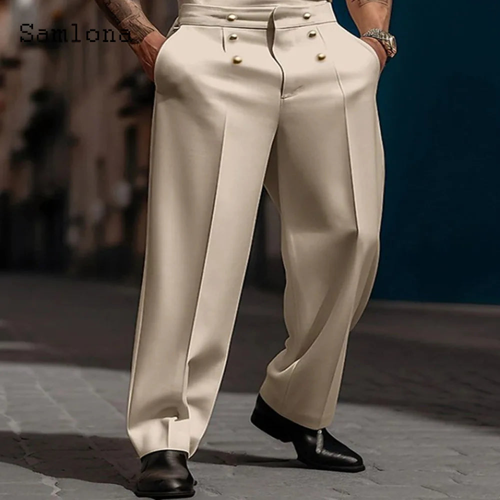 Solid White Formal Suit Pants