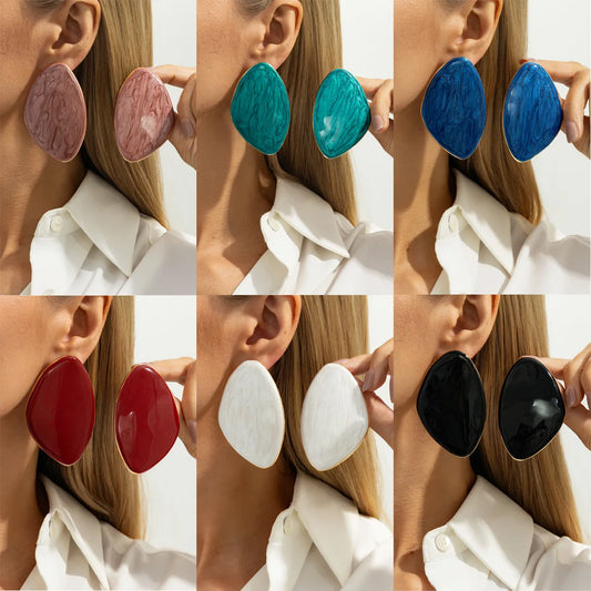 Vintage Simple Drip Oil Geometric Multicolor Triangle Stud Earring Women Trendy Style Daily Commuting Wear Ear Jewelry