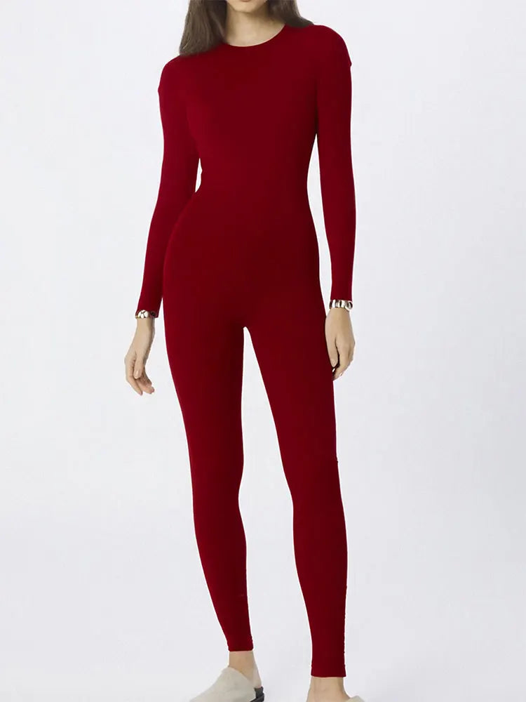 Autumn Black Jumpsuits For Women Streetwear Long Sleeve O-Neck Solid Bodycon Sexy Sporty Rompers Casual Skinny Fashion Overall