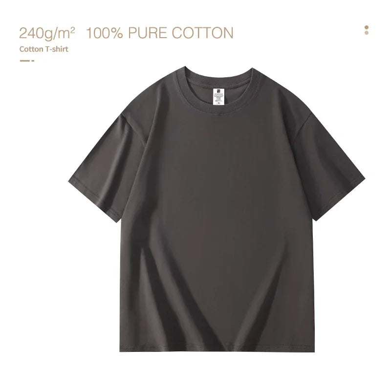 100% Cotton Men’s T‑Shirt | High‑End Breathable Summer Casual Round Neck Tee