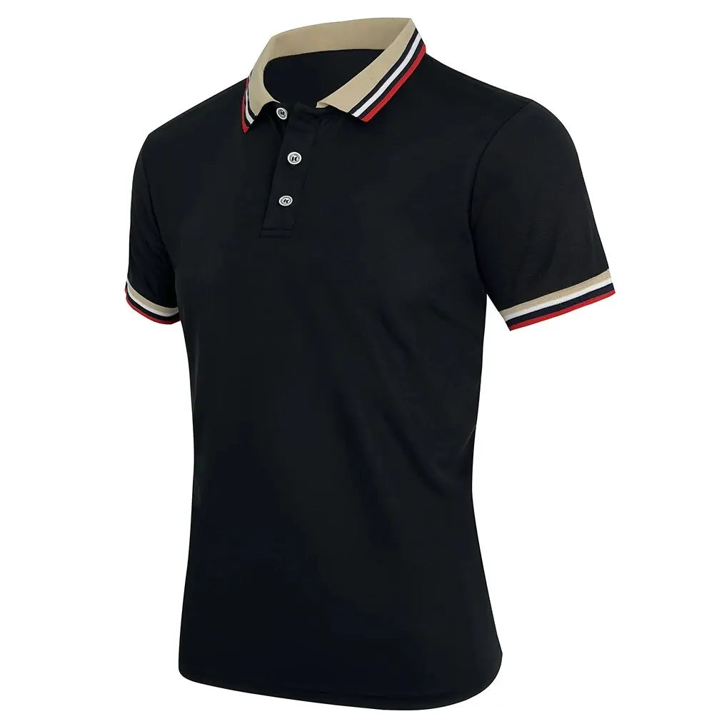 Men’s Summer Cotton Polo Shirt – Breathable Solid/Striped Short‑Sleeve Business‑Casual Top