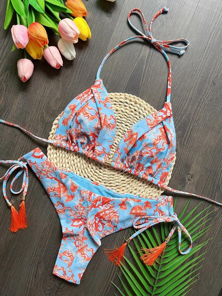 2022 Bikini Set Women Swimwear Push Up Swimsuit Bottom Print Brazilian Biquini Bathing Suit Swim Wear Beach