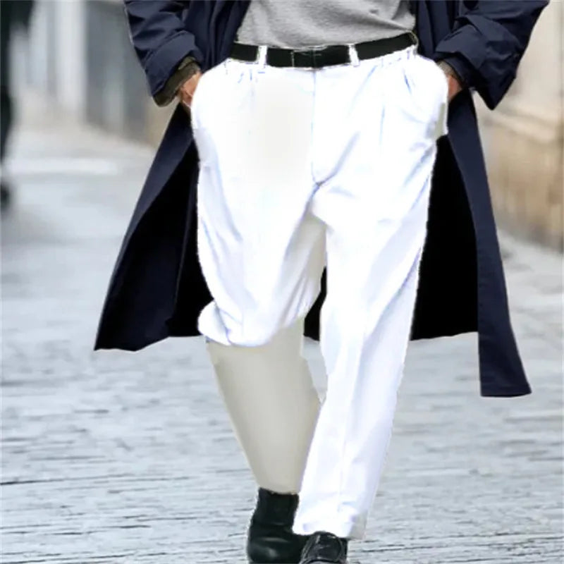 Solid White Formal Suit Pants