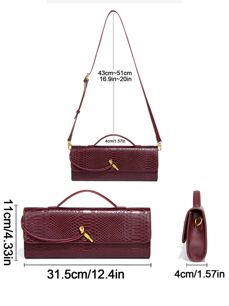 Burgundy bag cherry red envelope wine red envelope upscale new handbag European and American fashion crocodile flip hand organ b