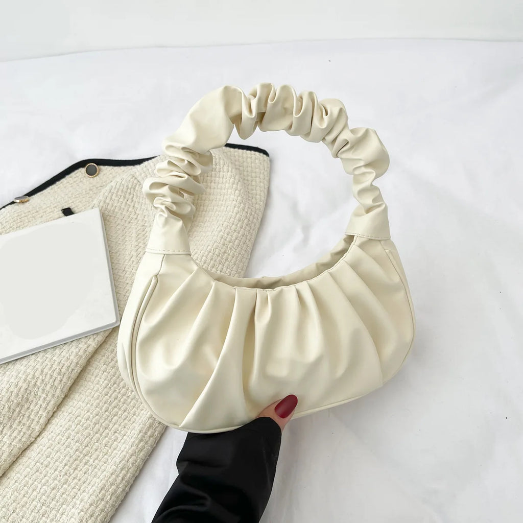 HOMEFISH Fashion Pleated PU Cloud Handlebags for Women Leisure Armpit Shoulder Bags Dumpling Handbag Female Shopping Hand Bags