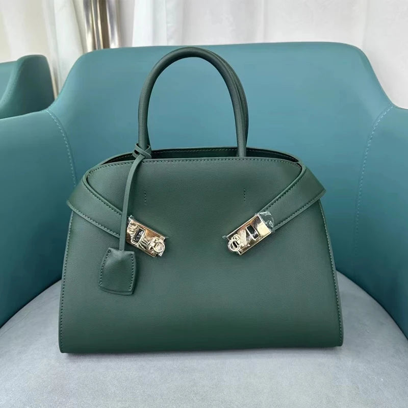 Genuine Leather Handbag Hug Bag Pillow Bag Top Layer Leather Advanced Feeling 2025 New Model Fashion Temperament Boston Bag