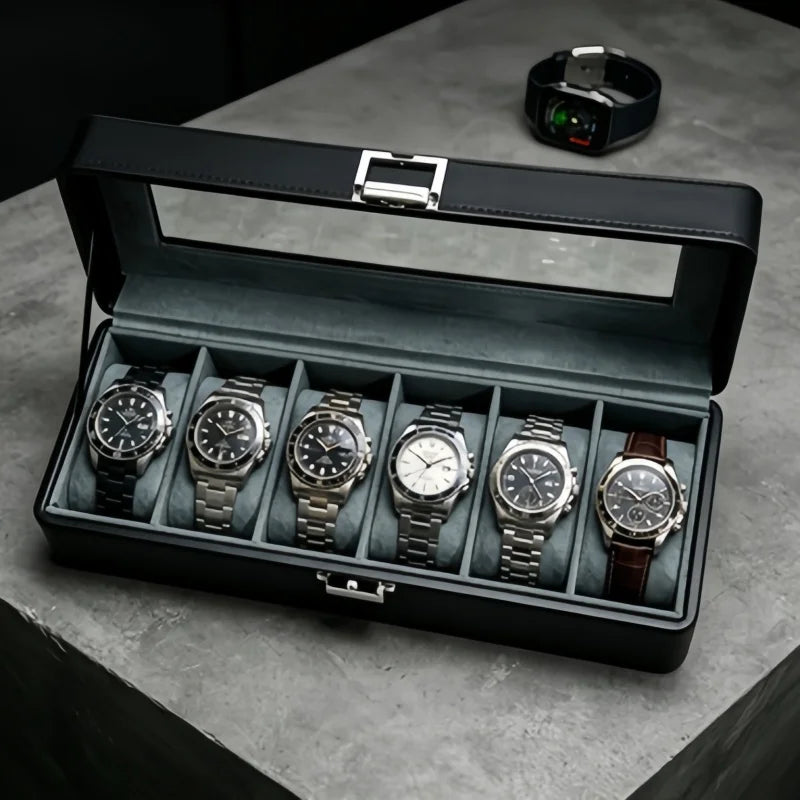 6‑Slot Lockable Watch Box Set – The Perfect Father’s Day & Birthday Gift for Dad or Husband
