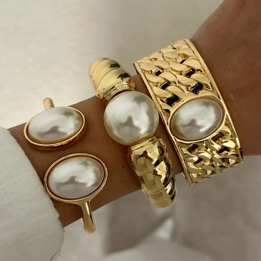 DIEZI Punk Vintage Chunky Cuff Bangle – Gold Geometric Spring Bracelet