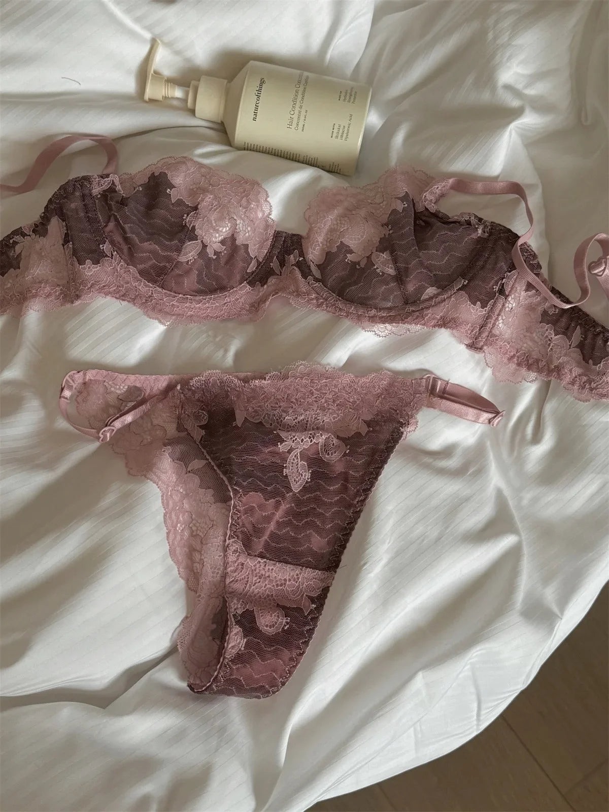Thin Lace Floral Bra & Panty Set