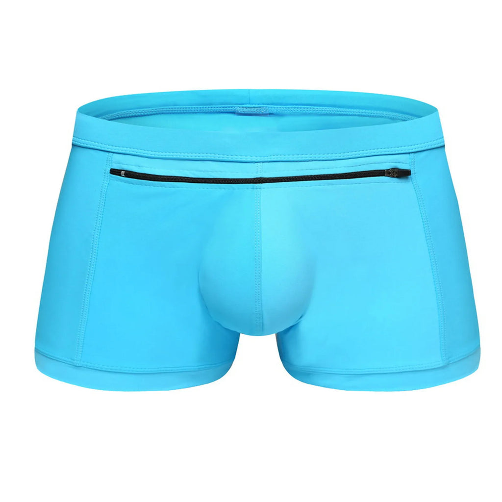 Men’s Summer Swim Boxer Shorts – Breathable Zipper‑Design Sporty Swimming Trunks Beachwear
