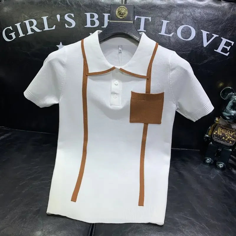 Knitted Short‑Sleeve Polo Shirt
