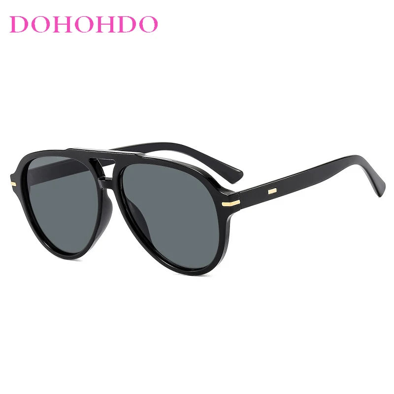 DOHOHDO New Women Sunglasses High End Street Photography Modern Trendy Large Frame Pilot Sun Glasses Hip Hop Sun Glasses UV400