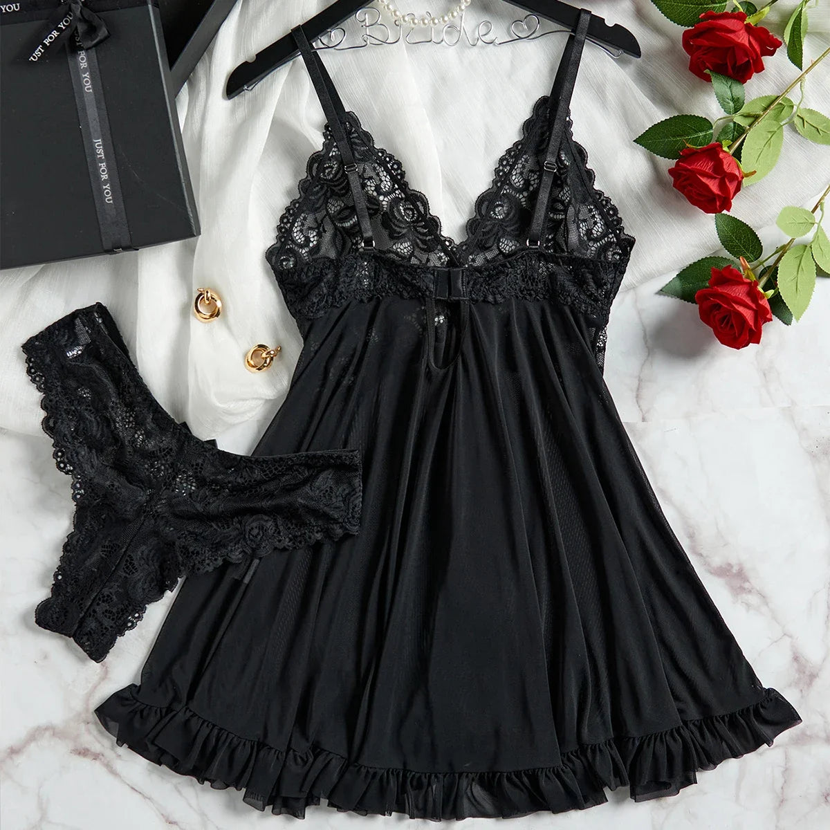 Tulle Lace V‑Neck Night Dress