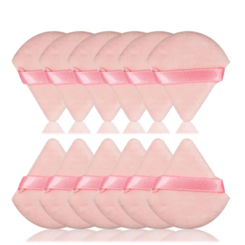 10Pcs Triangle Powder Puff Mini Face Makeup Sponge Cosmetics Soft Cotton Face Powder Puff Washable Velvet Makeup Puff Tools