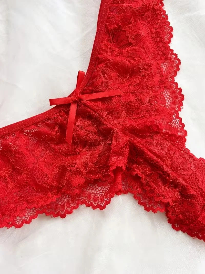 Red lace lingerie set