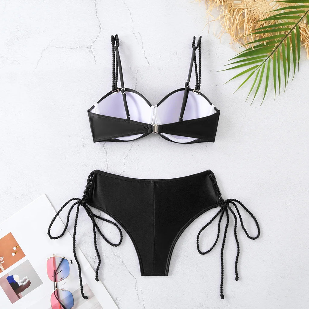Women’s High‑Waist Underwire Bikini – Push‑Up Two‑Piece Swimsuit, Summer Beachwear SetUnderwire Bikini Swimsuit High Waist Swimwear for Women Push Up Two Piece Bathing Suits Push Up Summer Female