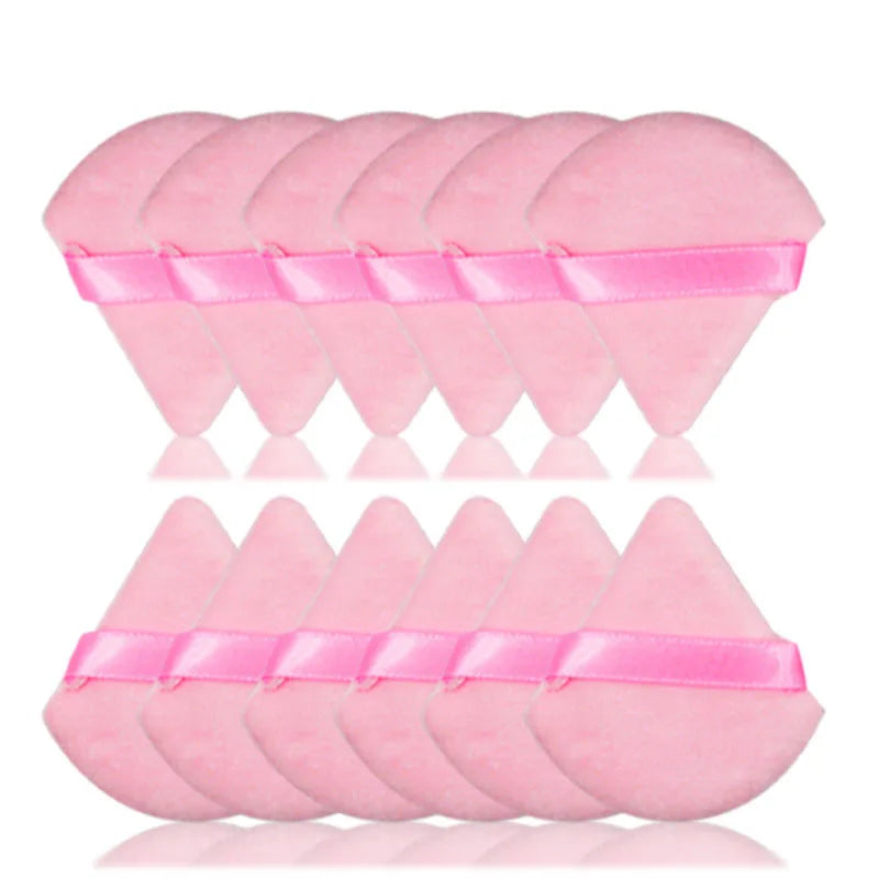 10Pcs Triangle Powder Puff Mini Face Makeup Sponge Cosmetics Soft Cotton Face Powder Puff Washable Velvet Makeup Puff Tools
