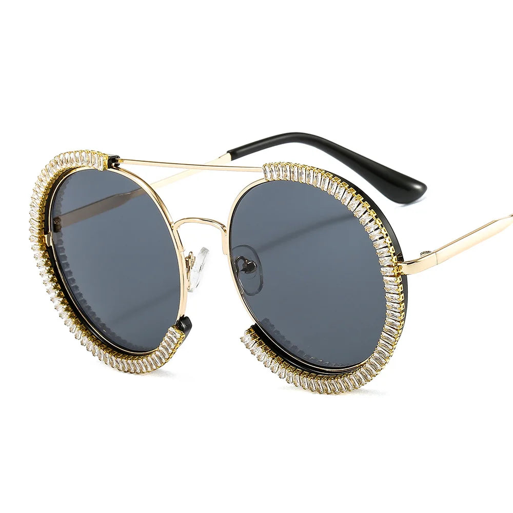 Diamond Round Sunglasses Women 2022 Crystal Blingbling Sun Glasses Men Female Plain Sun Glasses Lunette De Solei Sunglasses
