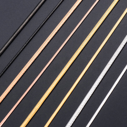Width 1mm/2mm Flat Snake Gold/Silver/Black/Rose Color Stainless Steel Necklace Vintage Thin Chain Women And Man Jewelry
