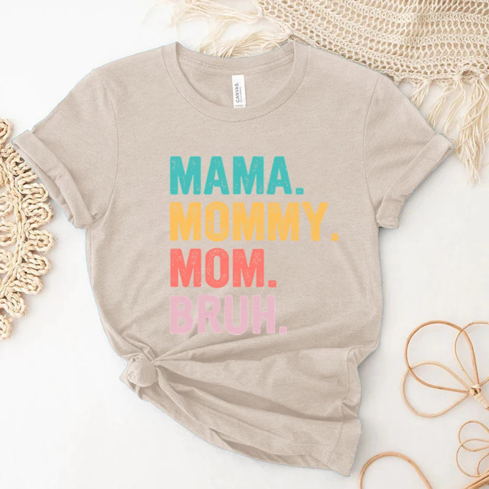 Mama Mommy Mom Bruh T Shirt Mom Shirt Mama Life Shirts Mother's Day T-shirt Women Summer Trendy Short Sleeve Casual Tops