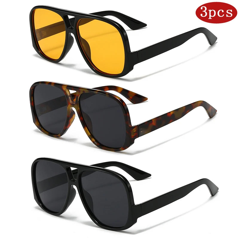 Car Sunglasses 1/3pcs Oversized Double Bridges Sun Glasses Fashion Outdoor Driving Brand Shades Goggles Travel UV400 Glasses