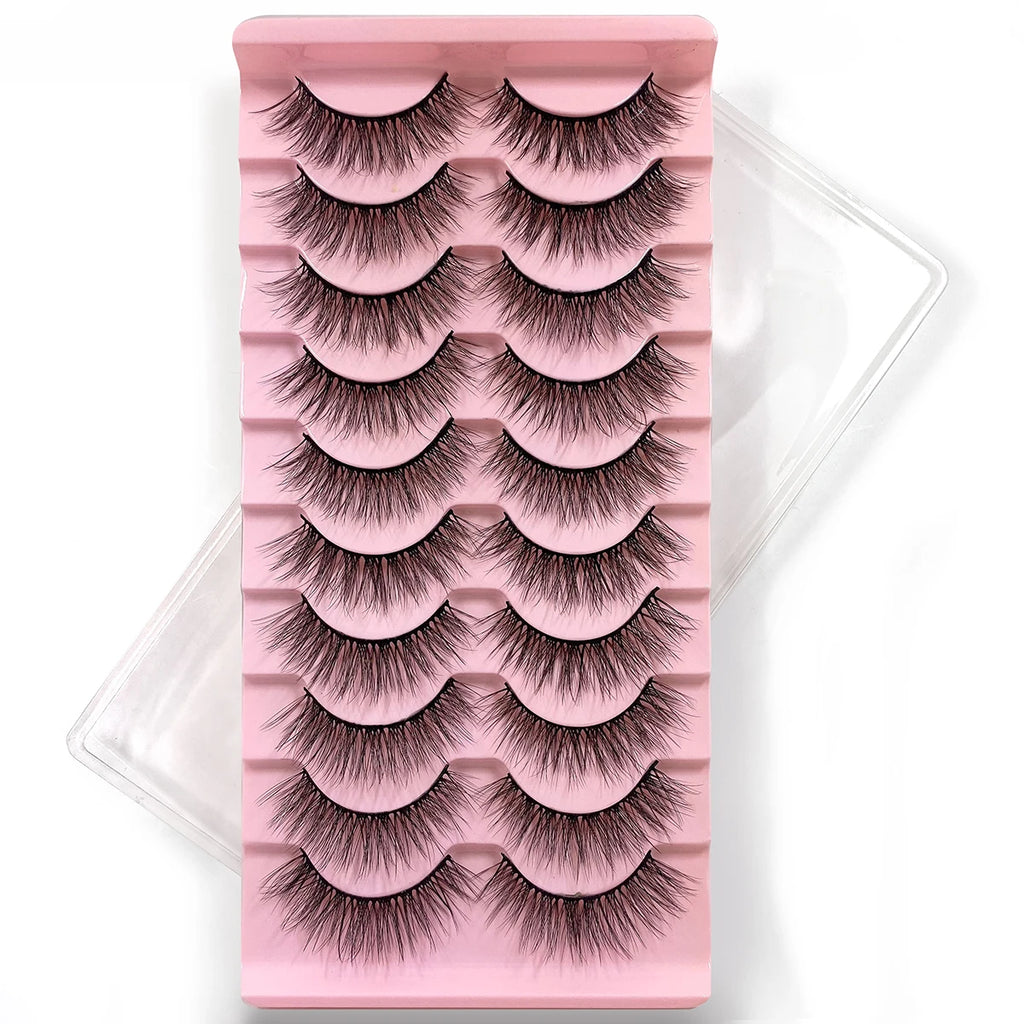 10Pairs Multipack 3D Mink Lashes False Eyelashes Handmade Wispy Fluffy Long Lashes Natural Eye Makeup Tools Eye Lashes H13 E08
