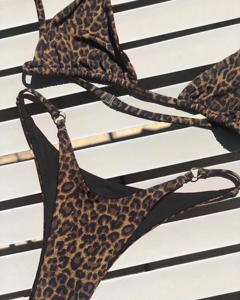 High‑Cut Micro Leopard Bikini