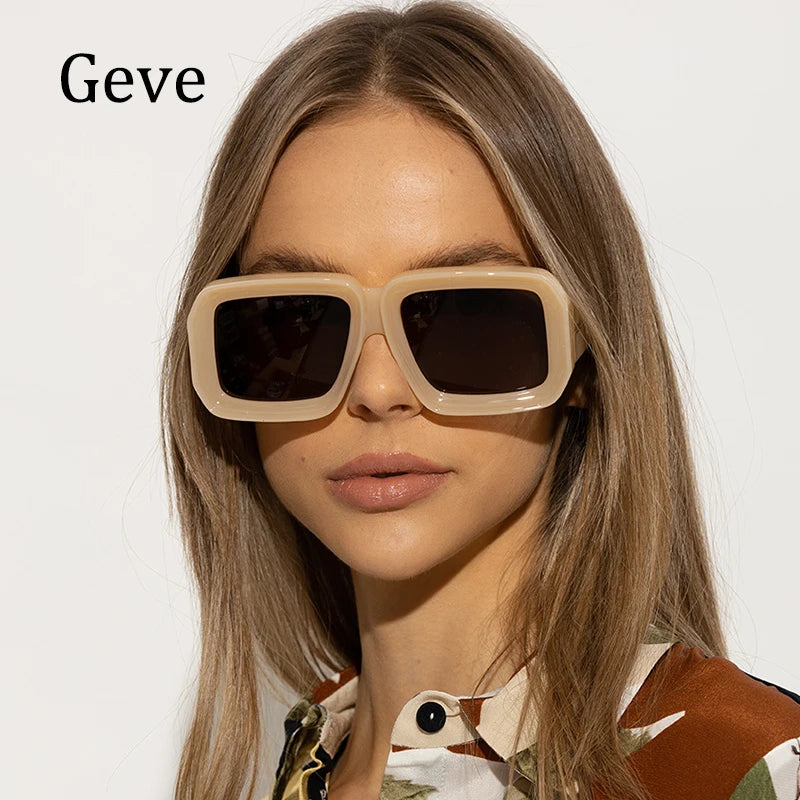 Fashion Square Sunglasses Women Luxury Vintage Big Frame Gradient Lenses Sun Glasses Female Popular Trends Shades UV400