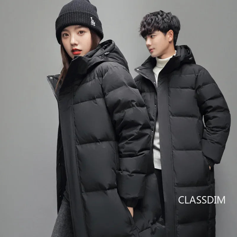 New Winter Duck Down Coats Men Hooded Long Puffer Jackets Unisex Casual Parkas Quality Couples Outdoor Windproof Warm Jackets 3X