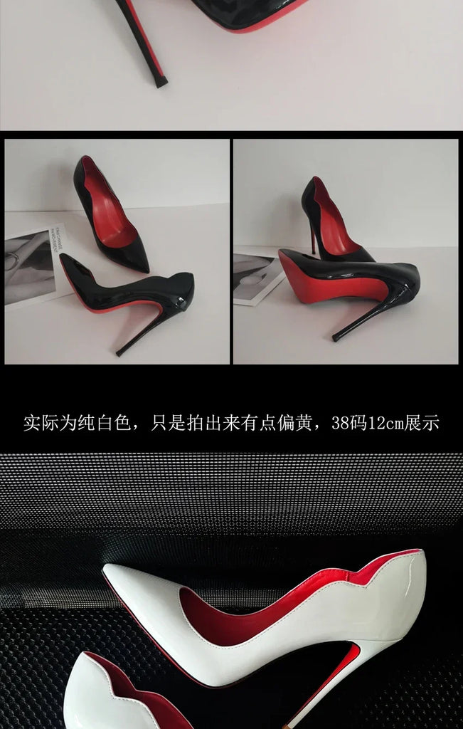 Black Extra‑Thin 12cm High Heels – Women’s Professional Shallow‑Mouth Stiletto Pumps