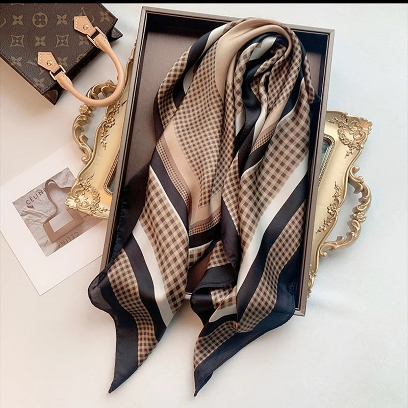 Fashion Scarves for Women Shawl Print Silk Satin Hijab Scarf Female Bandana 70*70cm Luxury Brand Square Shawls Scarfs For Ladies