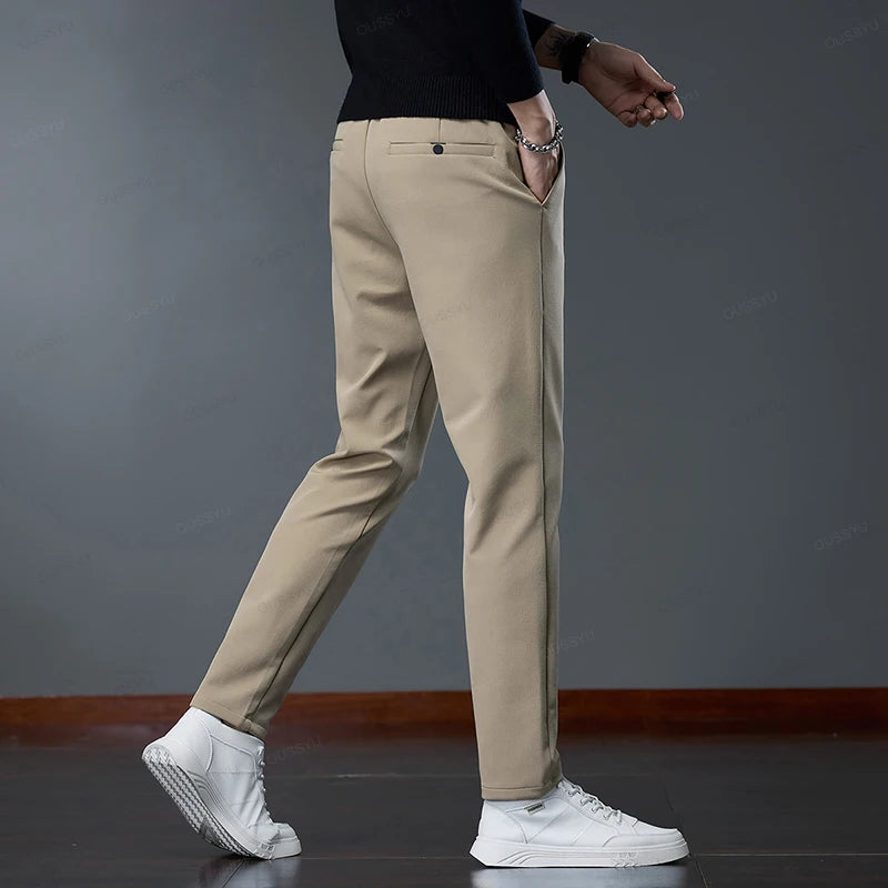 Autumn Winter High Quality Casual Pants Men Business Slim Elastic Waist Jogger Outdoors Korean Thick Classic Work Suit Trousers
