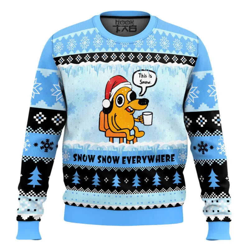 This Is Fine Meme Ugly Christmas Sweater