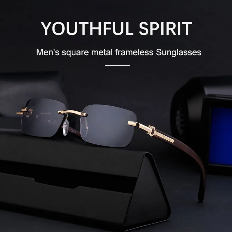 2025 Rimless Sunglasses For Men Vintage Fashion Sunglasses Outdoor Oculos Dropshipping Trending Glasses New Square Lentes Gafas