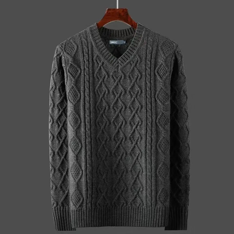 Men’s Solid‑Color Thickened Cardigan