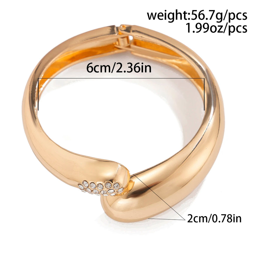 Ingemark Hip Hop Inlaid Rhinestones Water Drop Spring Bangle for Women Creative Irregular Chunky Bracelets Steampunk Jewelry Men