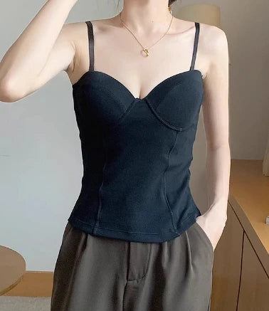 Women Chic Solid Camis Slim Corset Tank Top Basic Sexy Korean Fashion Off Shoulder Summer Women Crop Top