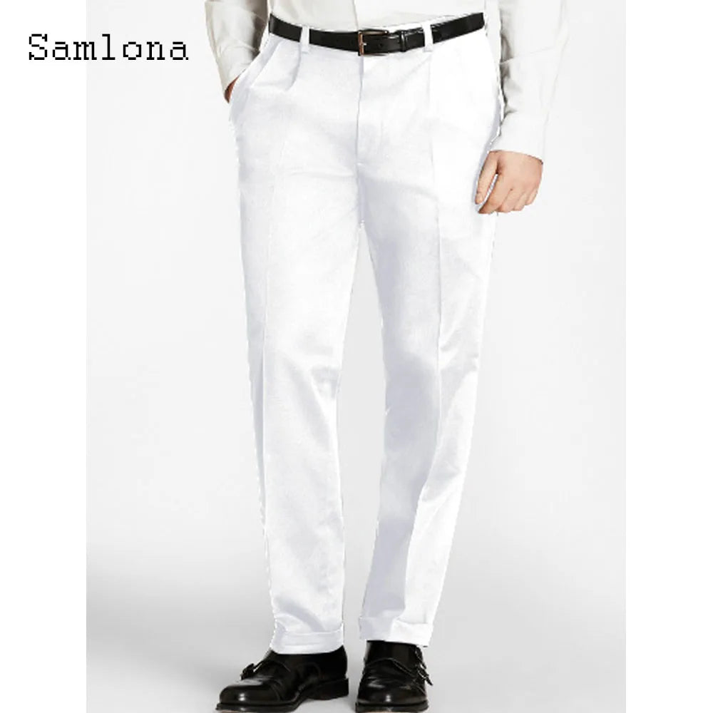 Solid White Formal Suit Pants
