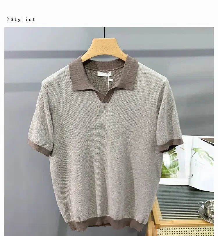 Italian Cuban Collar Ice Silk Polo