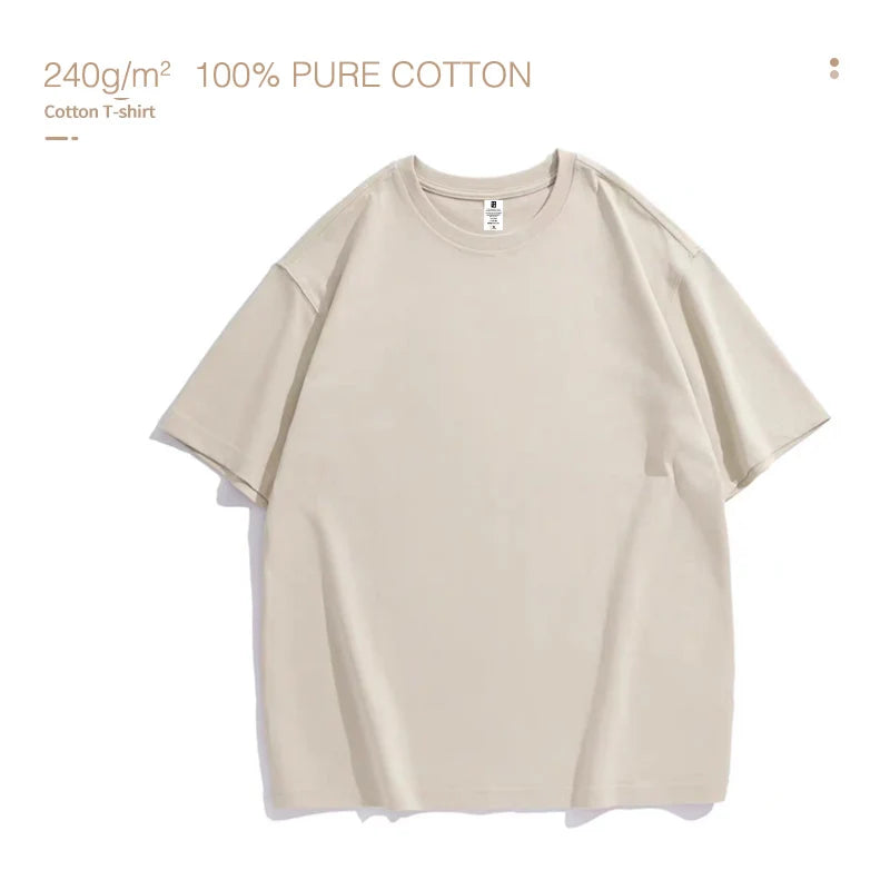 100% Cotton Men’s T‑Shirt | High‑End Breathable Summer Casual Round Neck Tee
