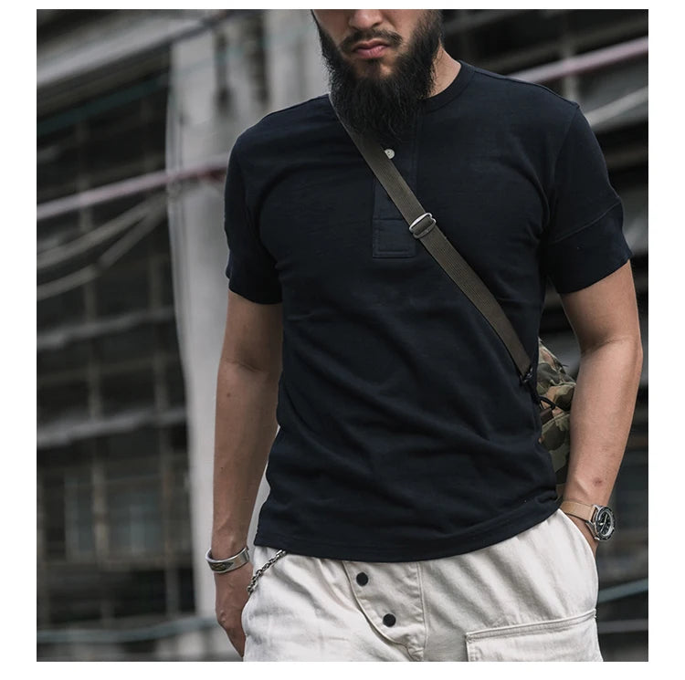 Rugged Bronson Retro Henry Collar Shirt
