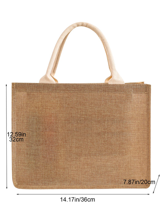 New linen handbags large capacity jute handbags imitation linen shopping bag travel organizer picnic bag