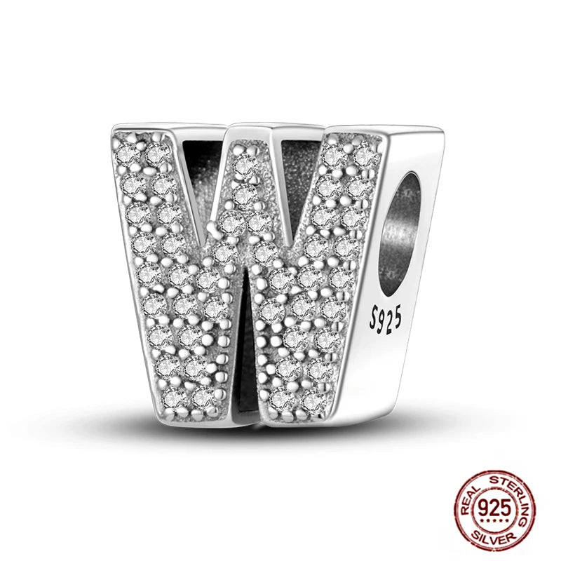 Fit Pendant Original Bracelets Charms Plata De Ley 925 Silver 26 A-Z Alphabet Letters Charm Beads For Women DIY Birthday Jewelry