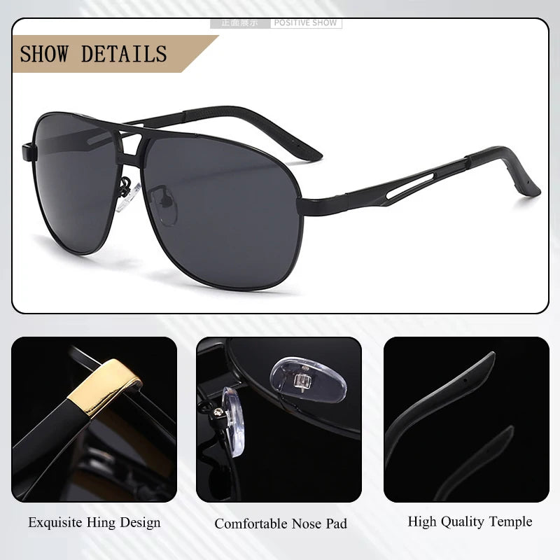 CRIXALIS Pilot Polarized Sunglasses Men Outdoor Sport Fishing Sun Glasses Male Fashion Anti Glare Driving Shades UV Protection