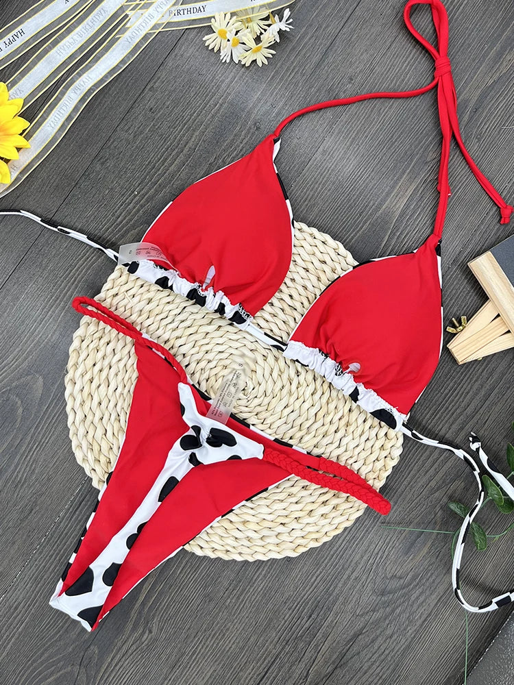 Zebra Print High‑Waist Brazilian Bikini