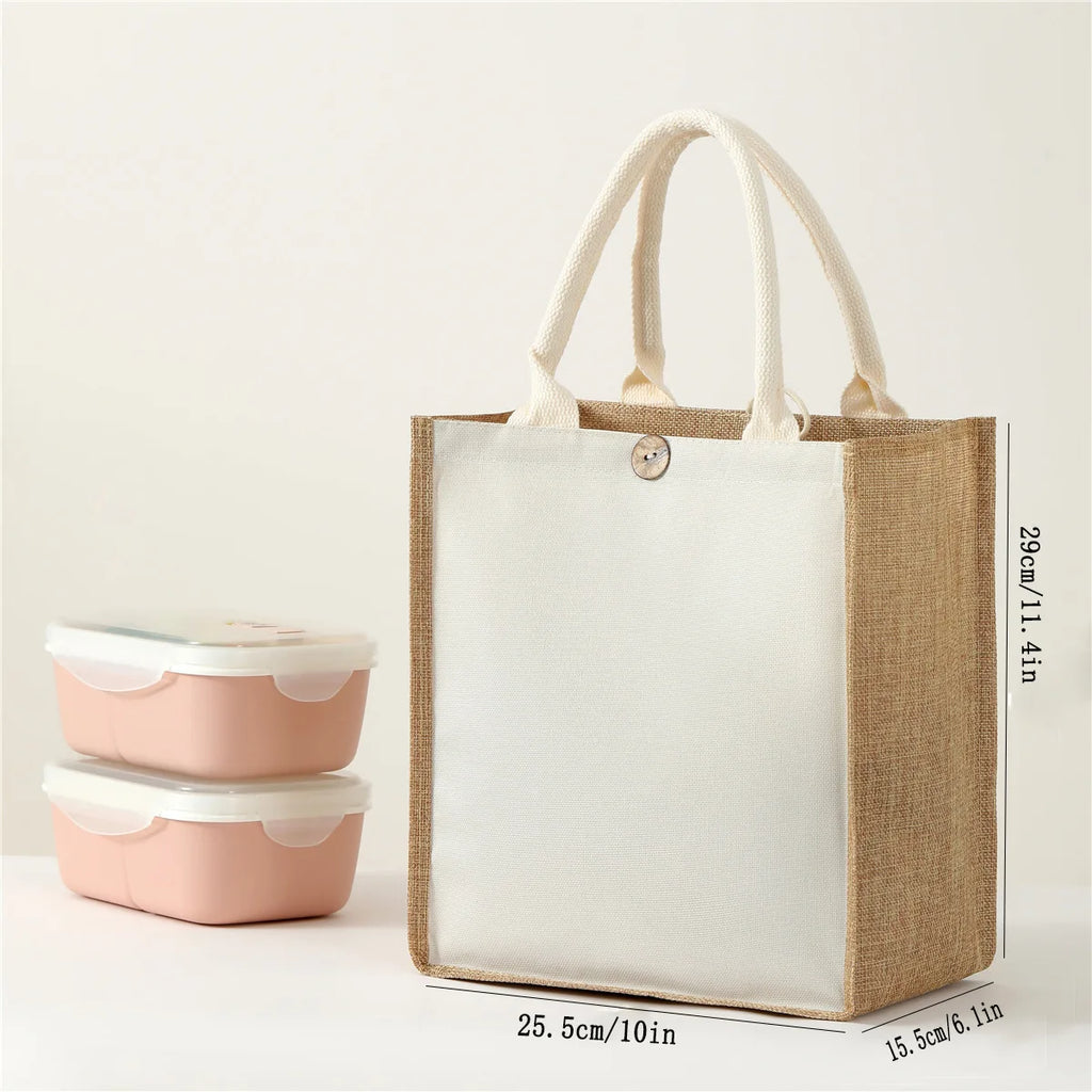 New linen handbags large capacity jute handbags imitation linen shopping bag travel organizer picnic bag