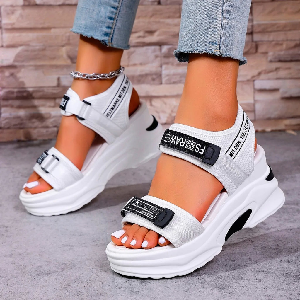 Women’s Platform Wedge Sandals — Lightweight Velcro Beach Sandals Zapatos De Mujer
