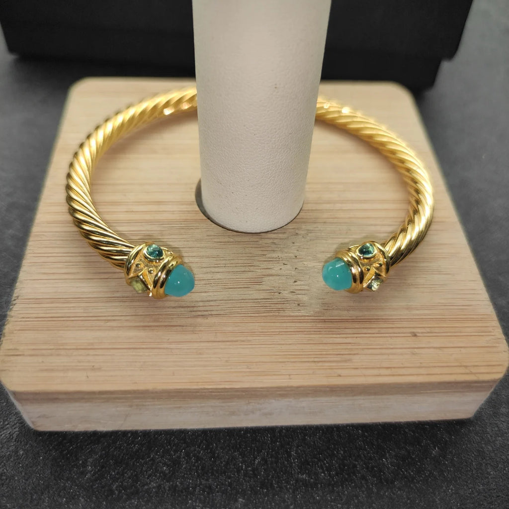 S925 Sterling Silver New 5mm Golden Water Chestnut Chalcedony Bracelet Neutral Classic Fashion Retro Trend Luxury Jewelry Gift